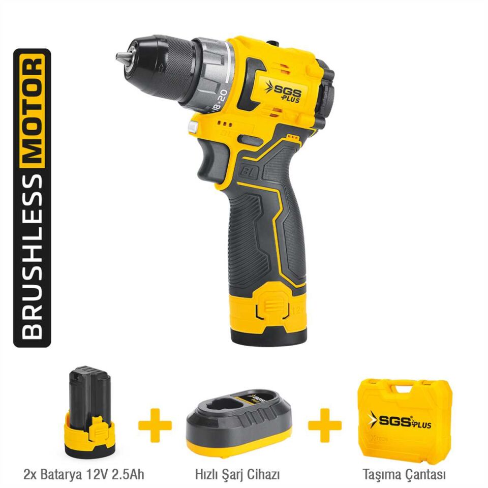 SGS AKÜLÜ VİDALAMA SETİ 12 VOLT (2*2.5 Ah) (KÖMÜRSÜZ MOTOR) SGS 5080