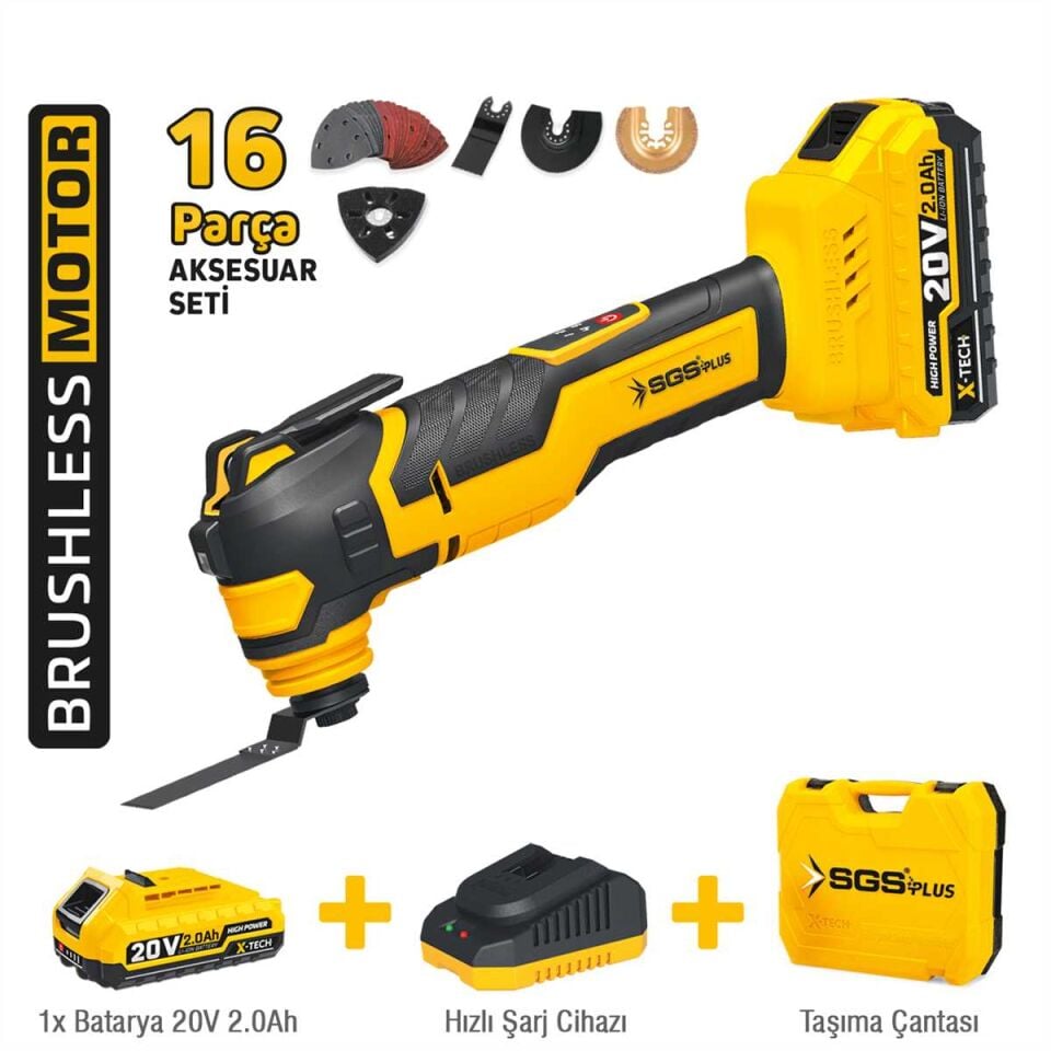 SGS AKÜLÜ MULTI-TOOLS KESİCİ VE RASPALAMA MAKİNESİ 20V 1*2.0 Ah SGS 5435