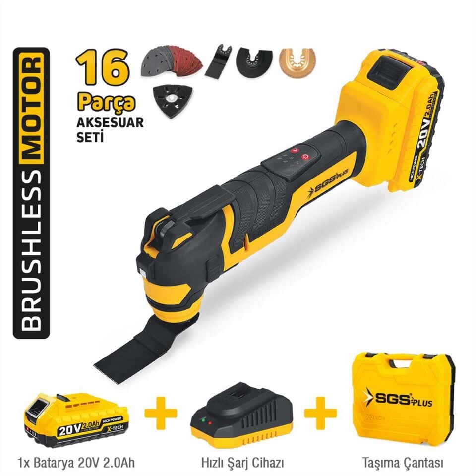 SGS AKÜLÜ MULTI-TOOLS KESİCİ VE RASPALAMA MAKİNESİ 20V 1*2.0 Ah SGS 5435