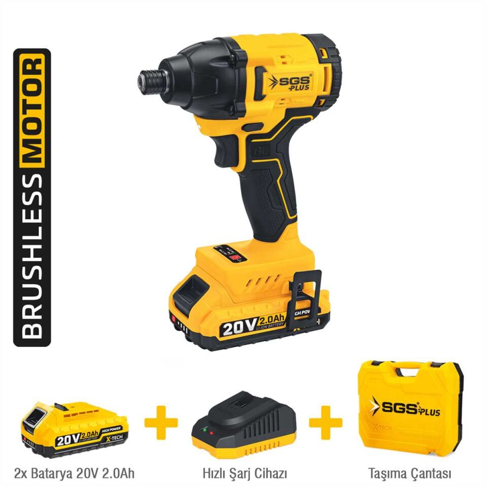 SGS DARBELİ VİDALAMA SETİ 330 Nm Tork 20V 2*2.0Ah (KÖMÜRSÜZ MOTOR) SGS 5500