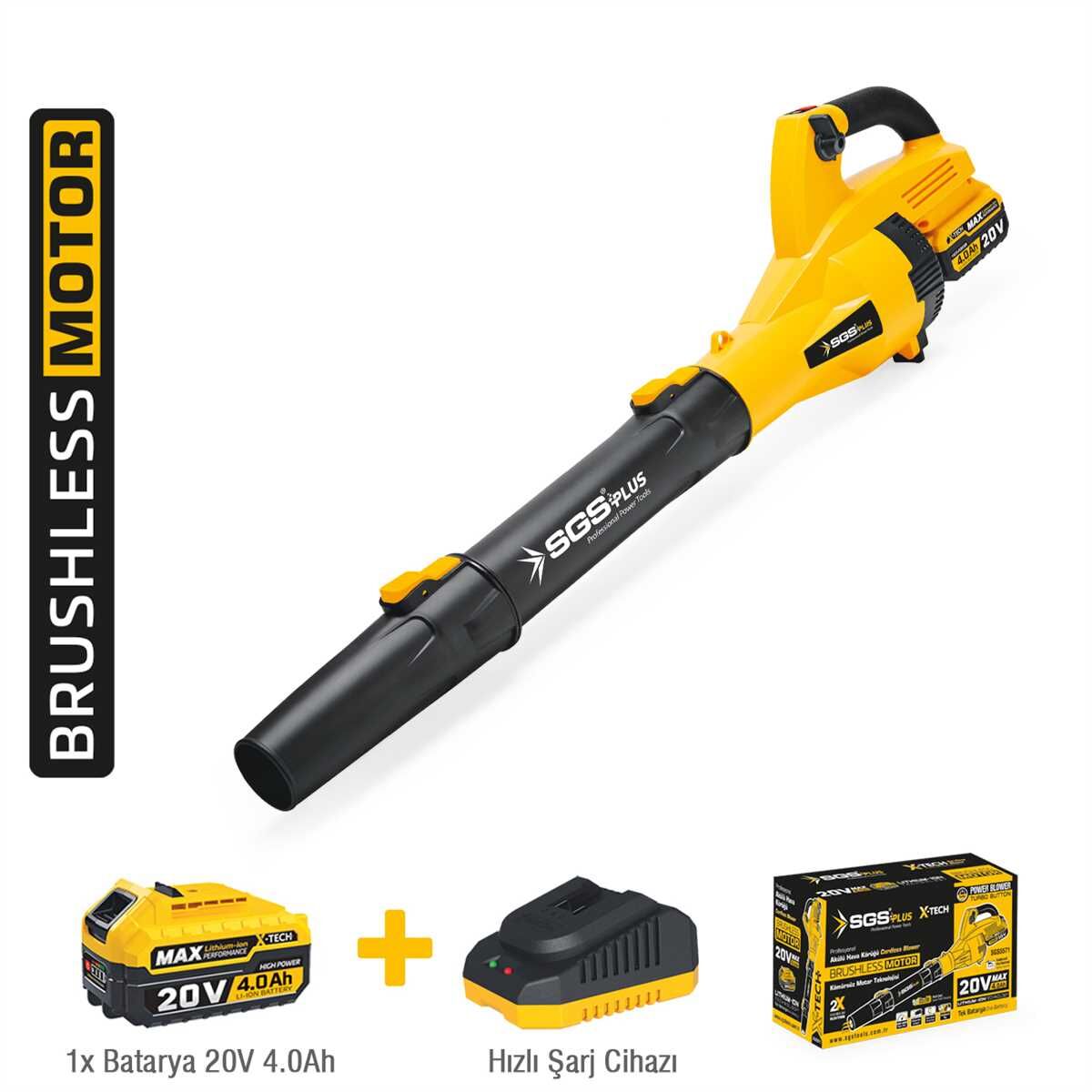 SGS AKÜLÜ YAPRAK ÜFLEME 20V 1*4.0 Ah (KÖMÜRSÜZ MOTOR) SGS 5571