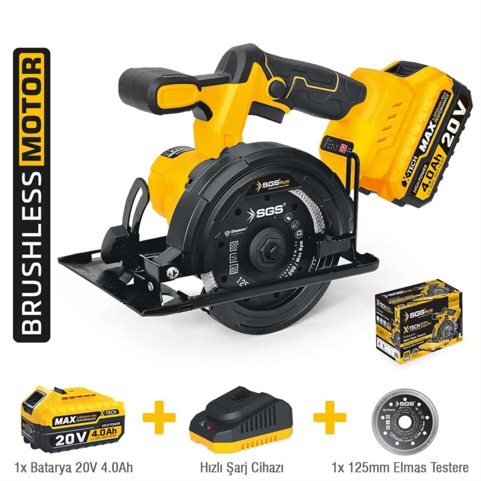 SGS AKÜLÜ GRANİT&MERMER KESME MAKİNESİ SETİ 125 MM 1*4.0 Ah (KÖMÜRSÜZ MOTOR) SGS 5540