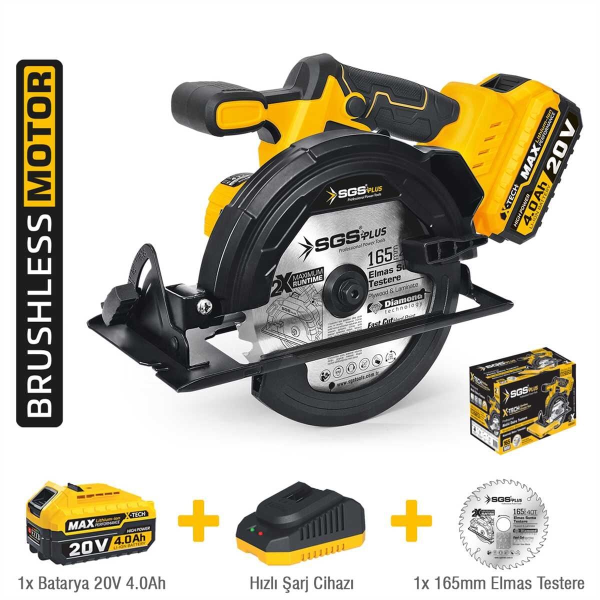 SGS AKÜLÜ SUNTA KESME MAKİNESİ SETİ 165 MM 1*4.0 Ah (KÖMÜRSÜZ MOTOR) SGS 5541