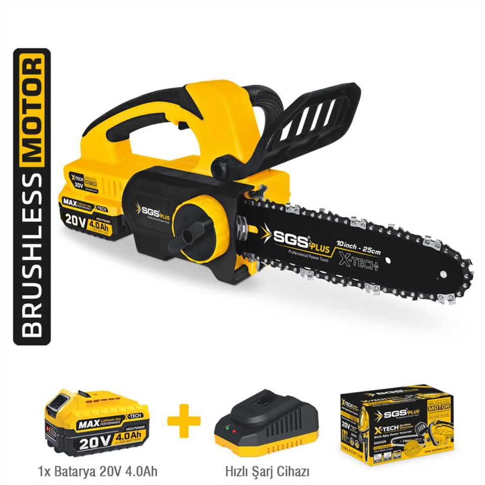 SGS AKÜLÜ AĞAÇ KESME TESTERESİ SETİ 25 CM 20V 1*4.0 Ah (KÖMÜRSÜZ MOTOR) SGS 5320