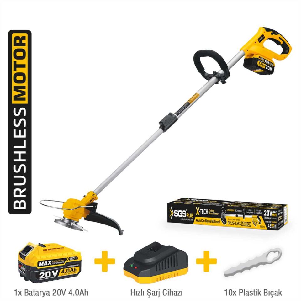 SGS AKÜLÜ ÇİM KENAR KESME 20V 1*4.0 Ah (KÖMÜRSÜZ MOTOR) SGS 5340