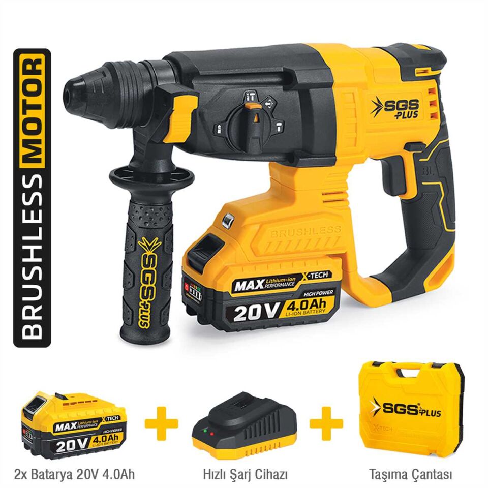 SGS AKÜLÜ ELEKTRO PNÖMATİK KIRICI DELİCİ SETİ 20V 2*4.0Ah (KÖMÜRSÜZ MOTOR) SGS 5521