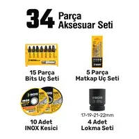 SGS COMBO SET 5 PARÇA (Darbeli Matkap/Kırıcı-Delici Matkap/Avuç Taslama Makinesi/Darbeli Somun Sıkma/Led Fener) SGS 5451