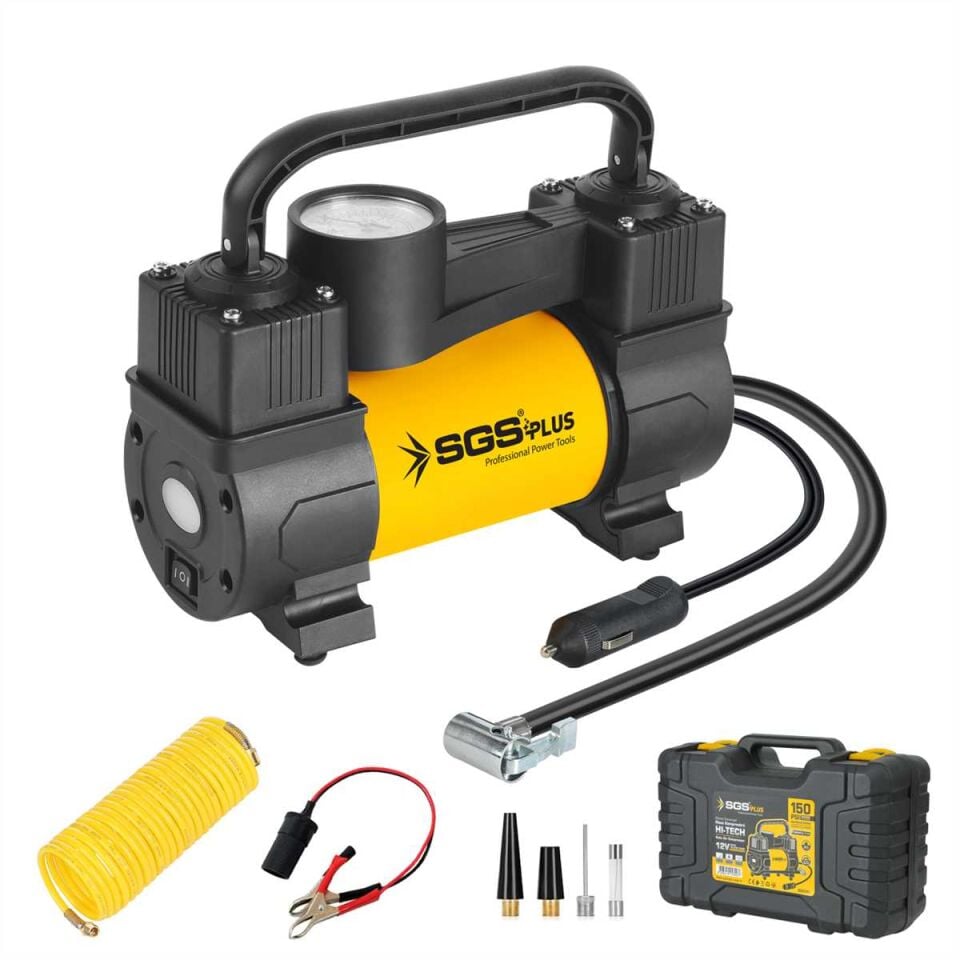 SGS ARAÇ HAVA KOMPRESÖRÜ 12V 150 PSI (BASINÇ GÖSTERGELİ) SGS 5391
