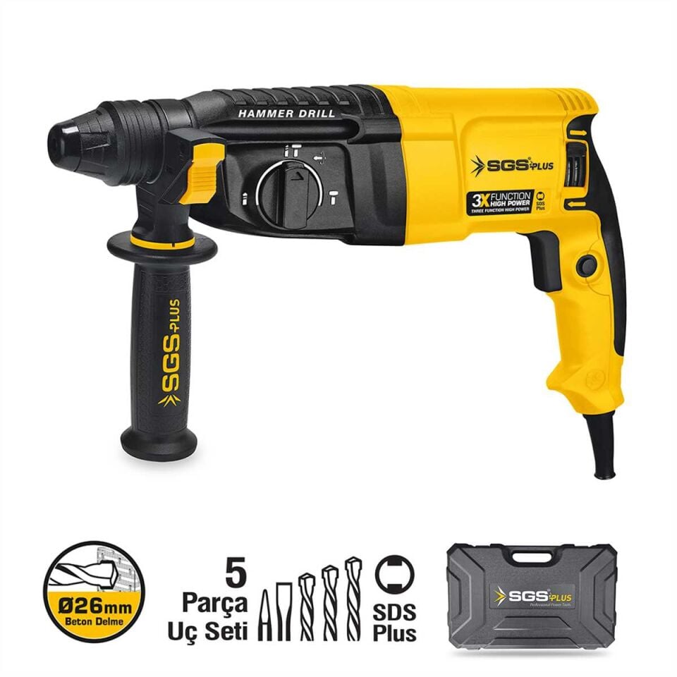SGS KIRICI-DELİCİ MATKAP 800 Watt 26 MM 3 KG (SDS PLUS) SGS 5177