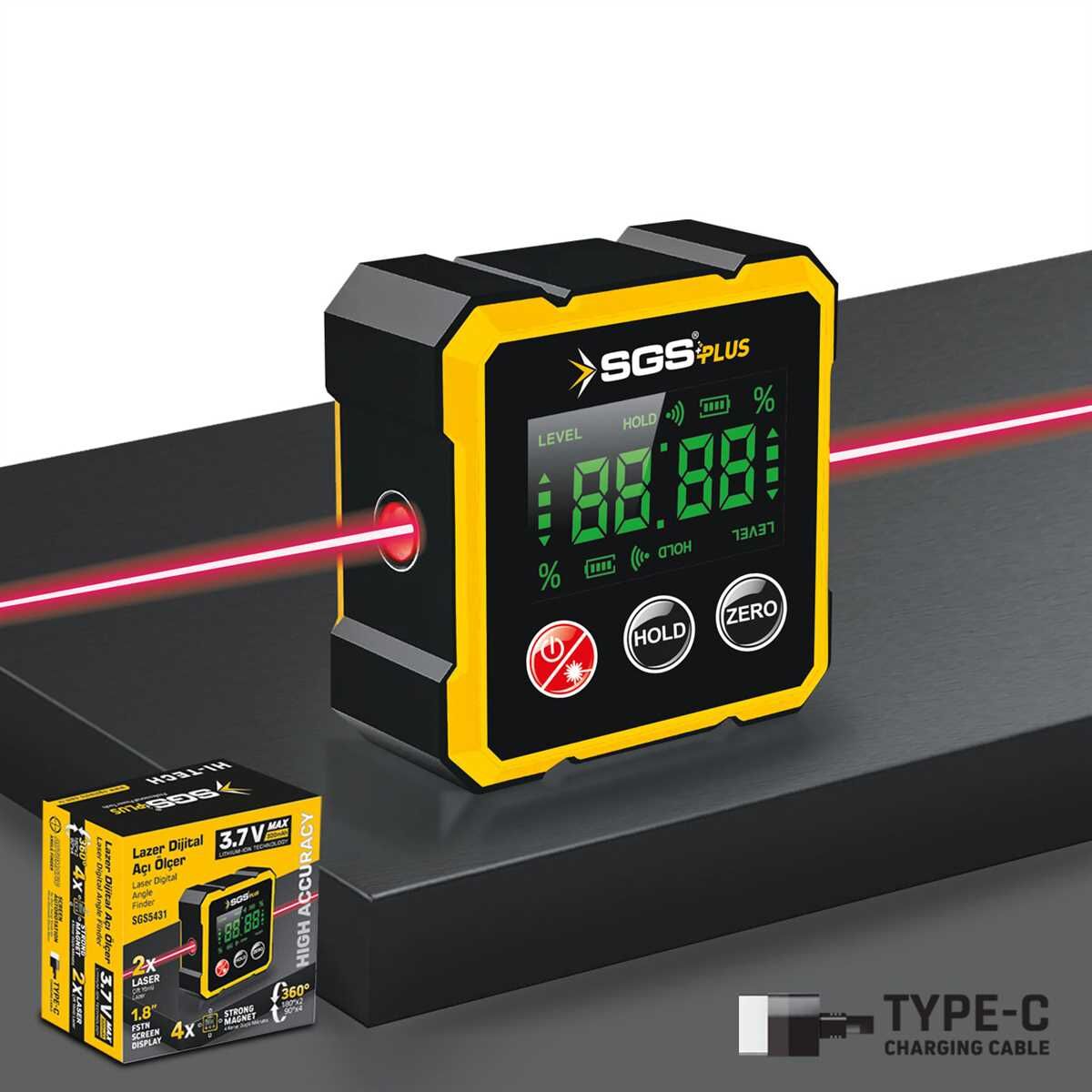 LAZER DİJİTAL AÇI ÖLÇER MIKNATISLI