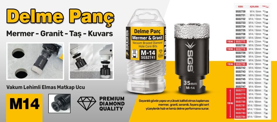 M14-18 MM MERMER & GRANİT DELME PANÇ
