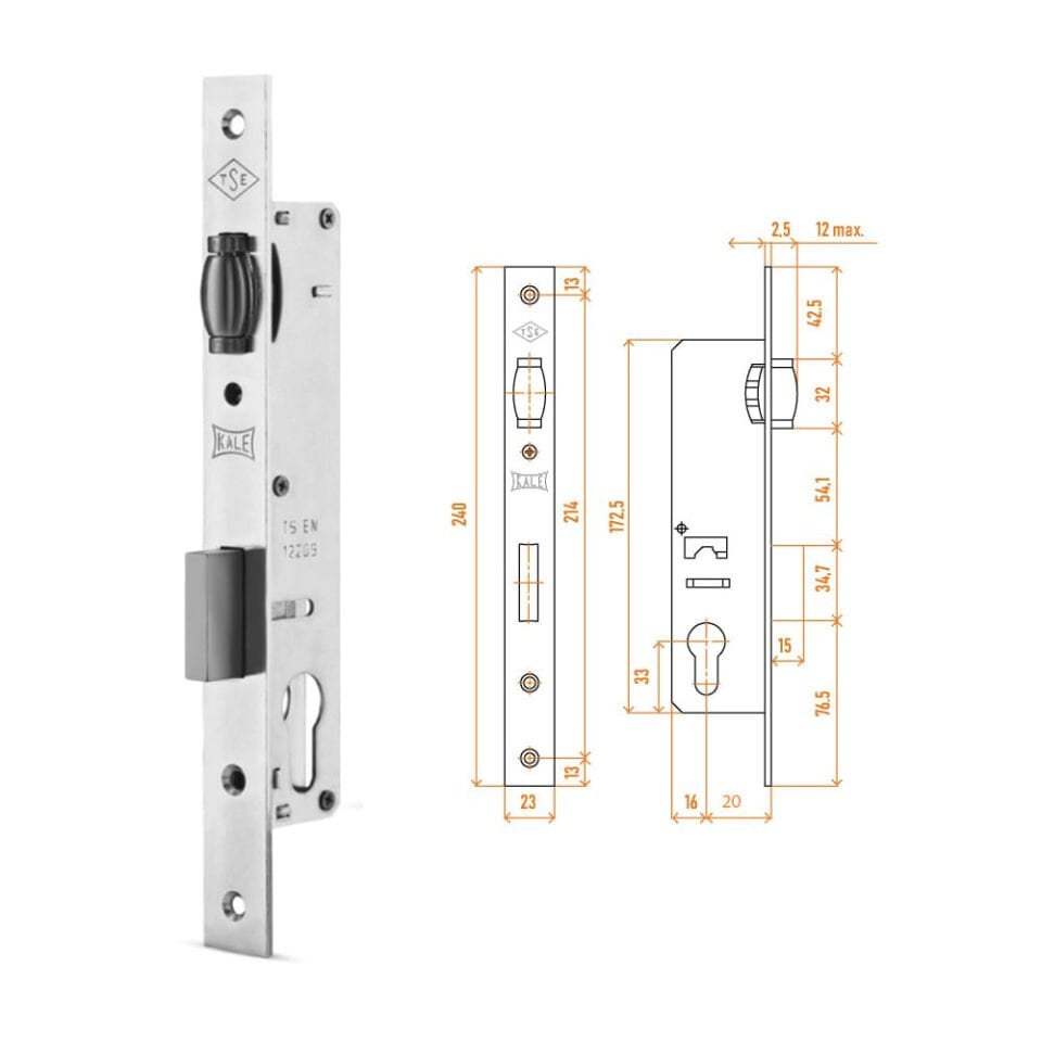 KALE 155 U SİLİNDİRLİ GÖMME KİLİT 20 MM
