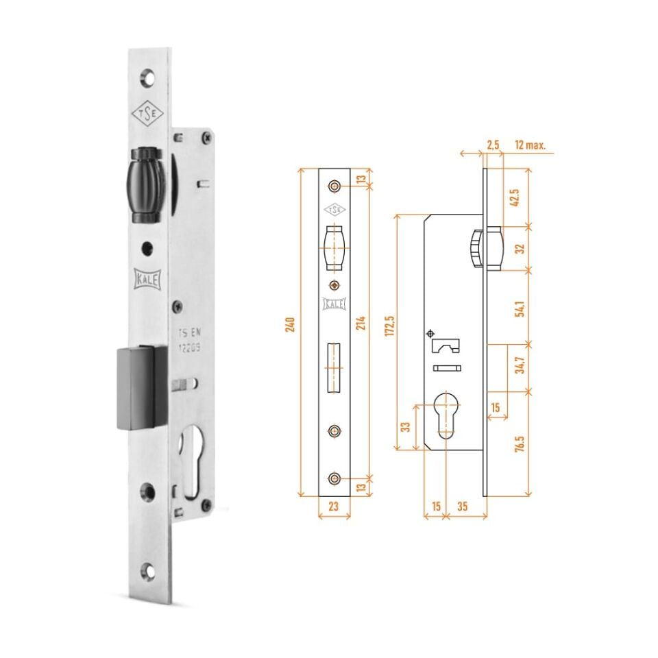KALE 155 SİLİNDİRLİ GÖMME KİLİT 35 MM