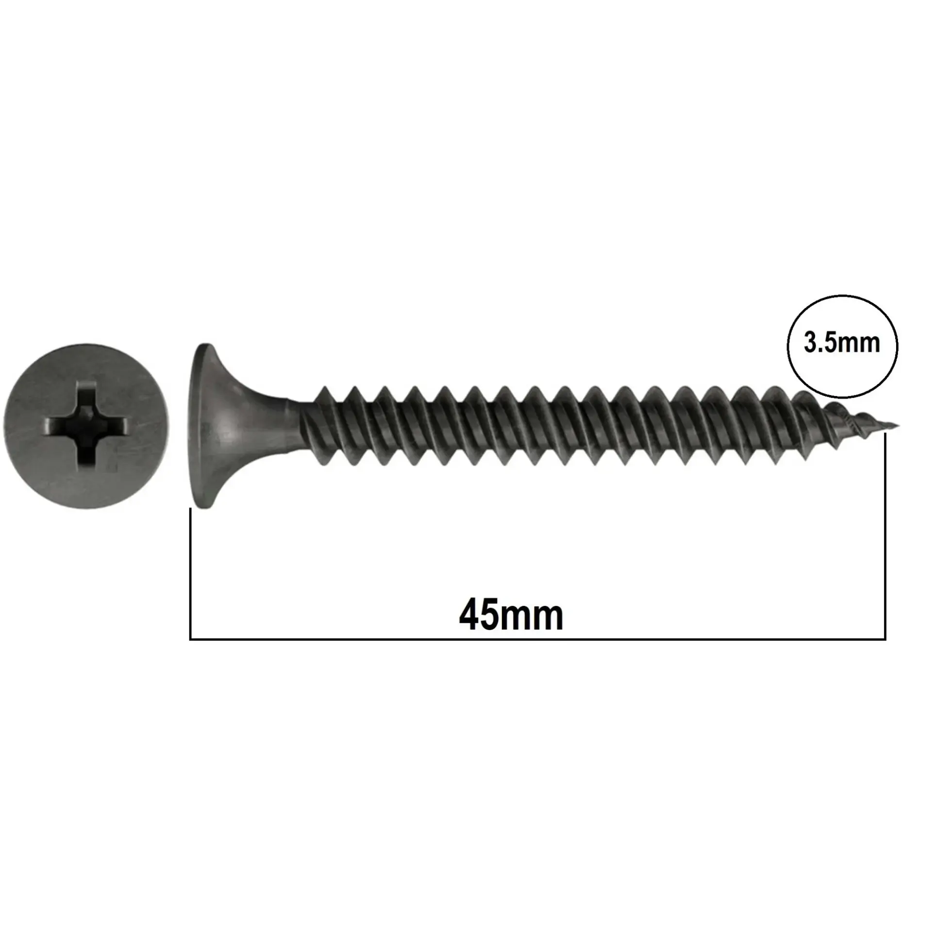 MERİDYEN ALÇIPAN VİDASI SİVRİ 3.5x45 (500 AD.)
