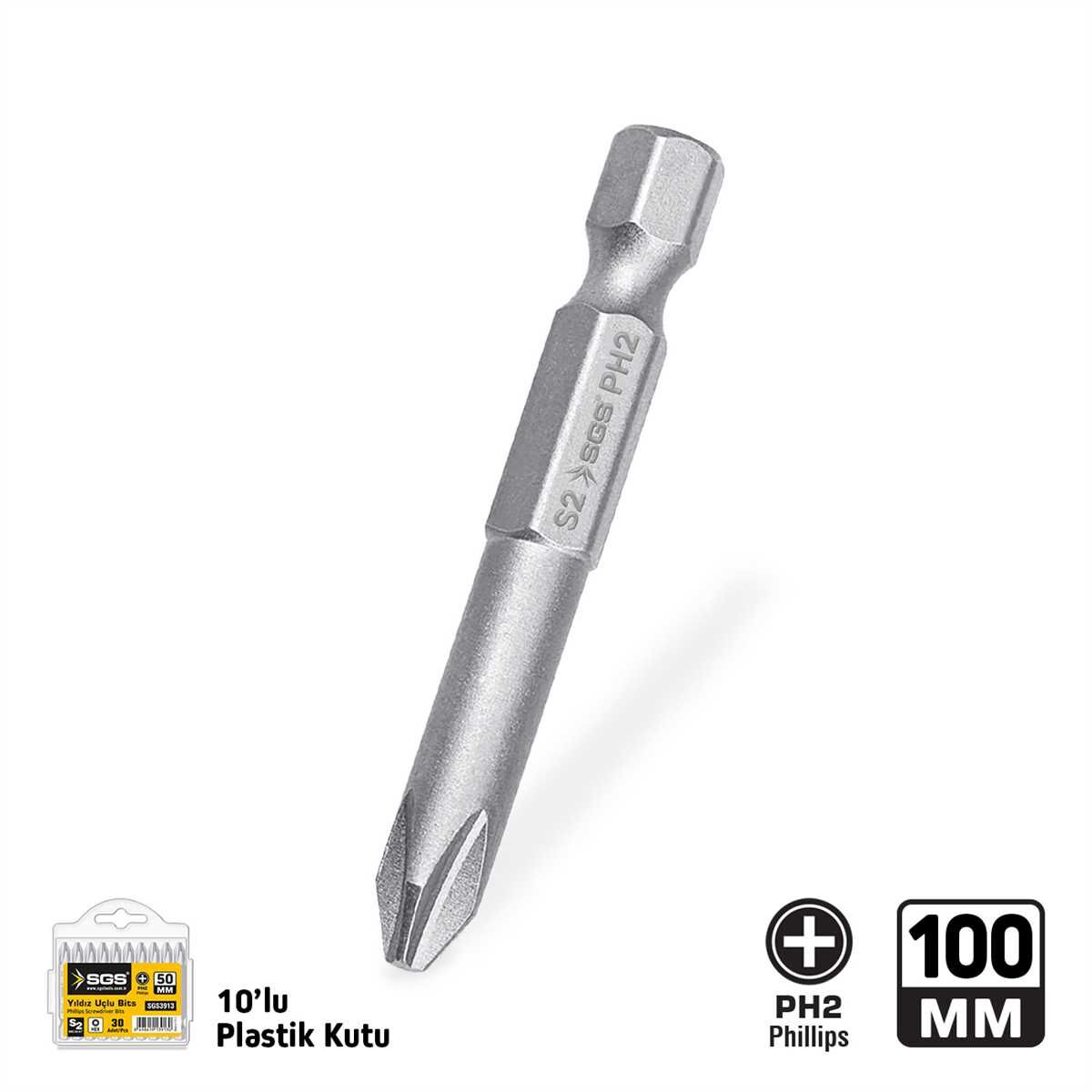 SGS YILDIZ BİTS PH2 100 MM 10 ADET SGS 3972
