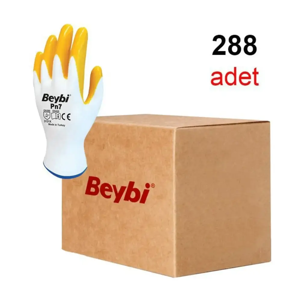 BEYBİ PN7 NAYLON NİTRİL ELDİVEN SARI NO: 10