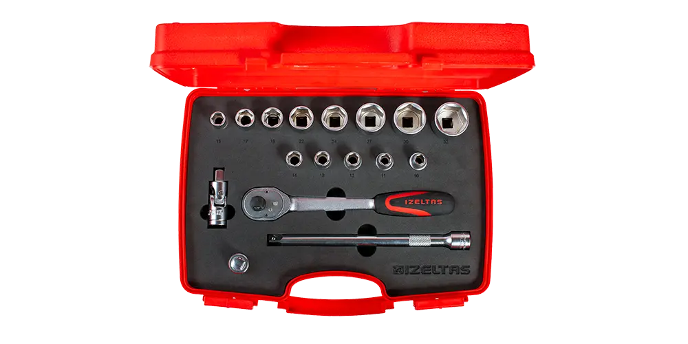 İZELTAŞ 1/2” Altı Köşe Lokma Anahtar Takımı (17 Parça, mm)