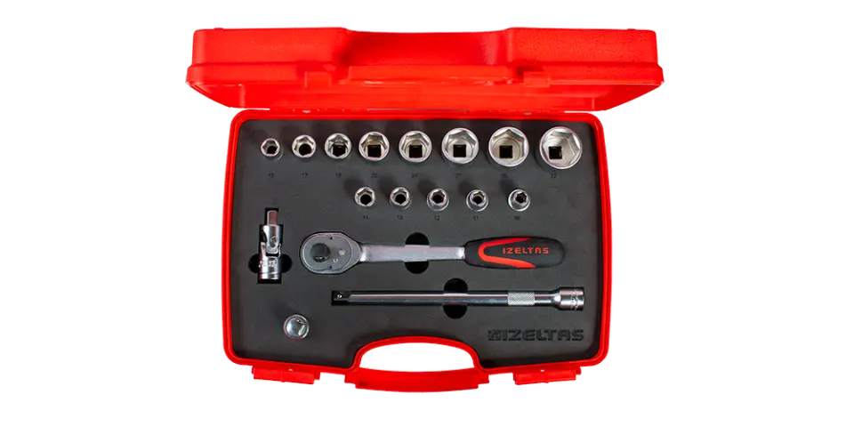 İZELTAŞ 1/2” Altı Köşe Lokma Anahtar Takımı (17 Parça, mm)