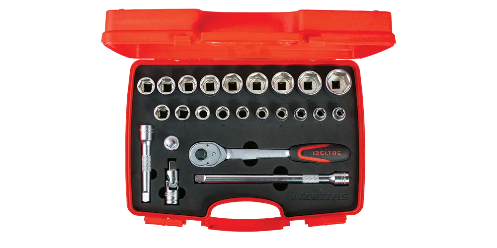 İZELTAŞ 1/2” Altı Köşe Lokma Anahtar Takımı (24 Parça, mm)