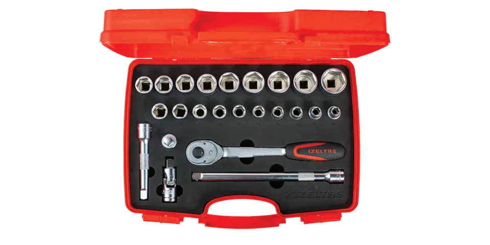 İZELTAŞ 1/2” Altı Köşe Lokma Anahtar Takımı (24 Parça, mm)