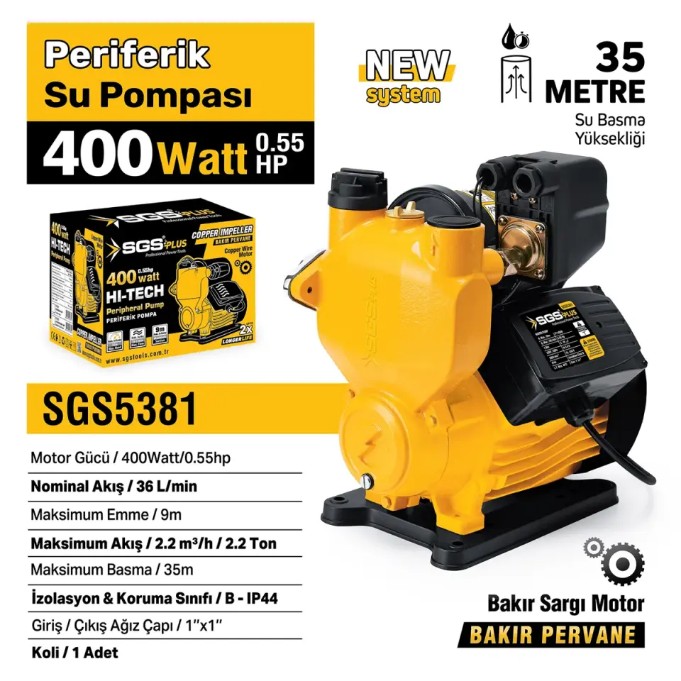 SGS PERİFERİK SU POMPASI 400 WATT 0.55 HP SGS 5381