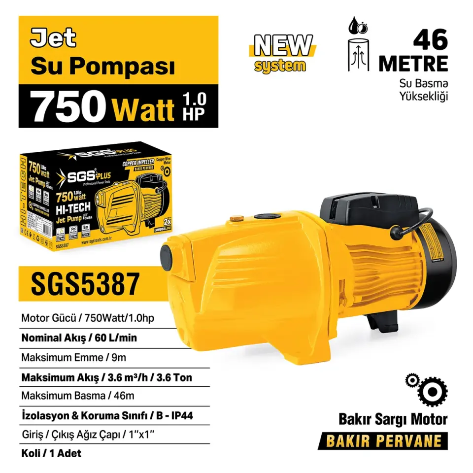 SGS JET SU POMPASI 750 WATT 1.0 HP SGS 5387