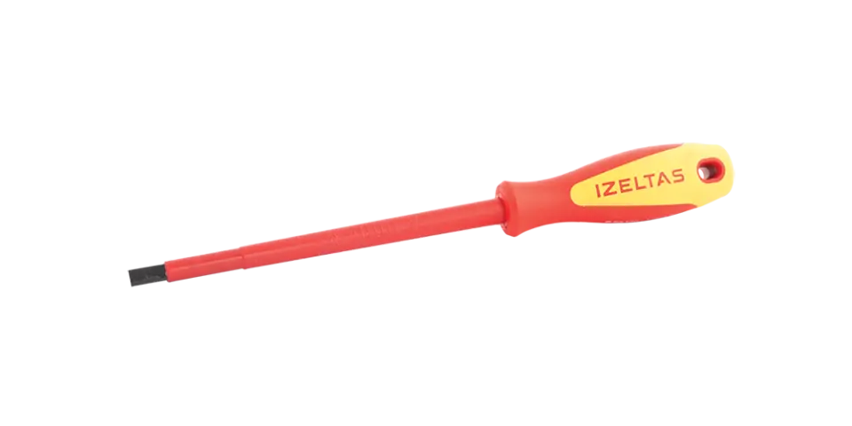 İZELTAŞ 1000V İzoleli Elektrikçi Düz Uçlu Tornavida 4X100 MM