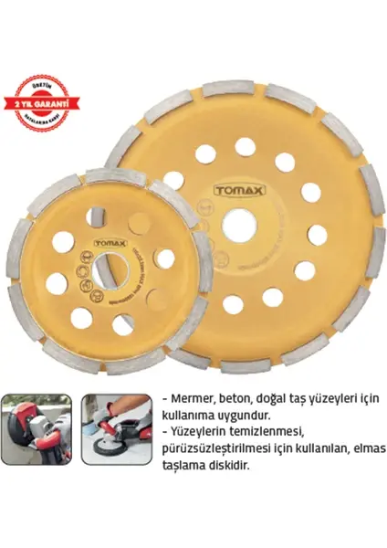 Tomax Elmaslı Beton Yüzey Temizleme Diski 115 mm (Tek Sıra)