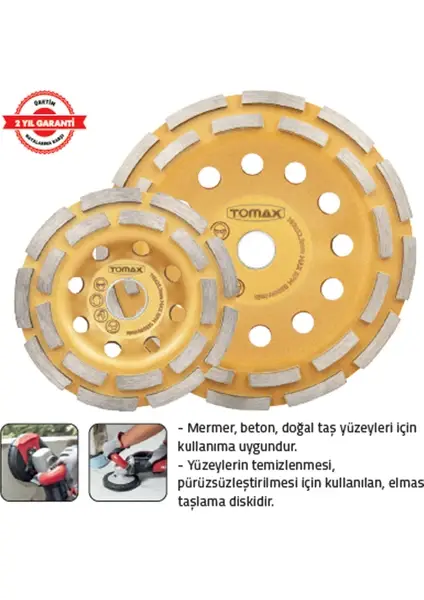 Tomax Elmaslı Beton Yüzey Temizleme Diski 115 mm (Çift Sıra)
