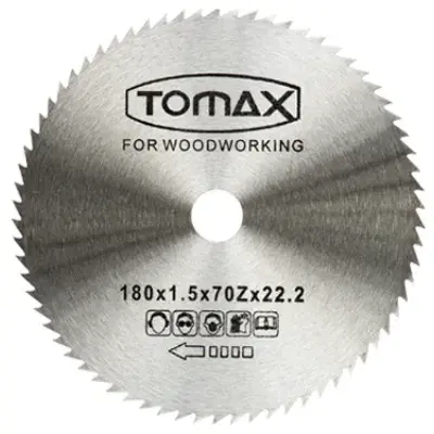 TOMAX AĞAÇ DAİRE TEST.ELMASSIZ 180x1.5x70Zx22.2