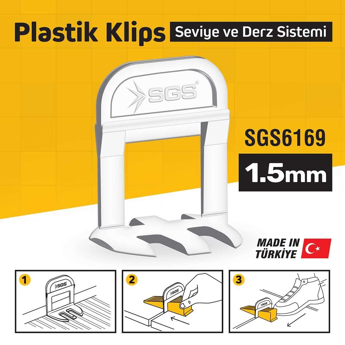 SGS 1,5 MM DERZ SEVİYE TESPİT KLİPSİ (PK/100 ADET) SGS 6169