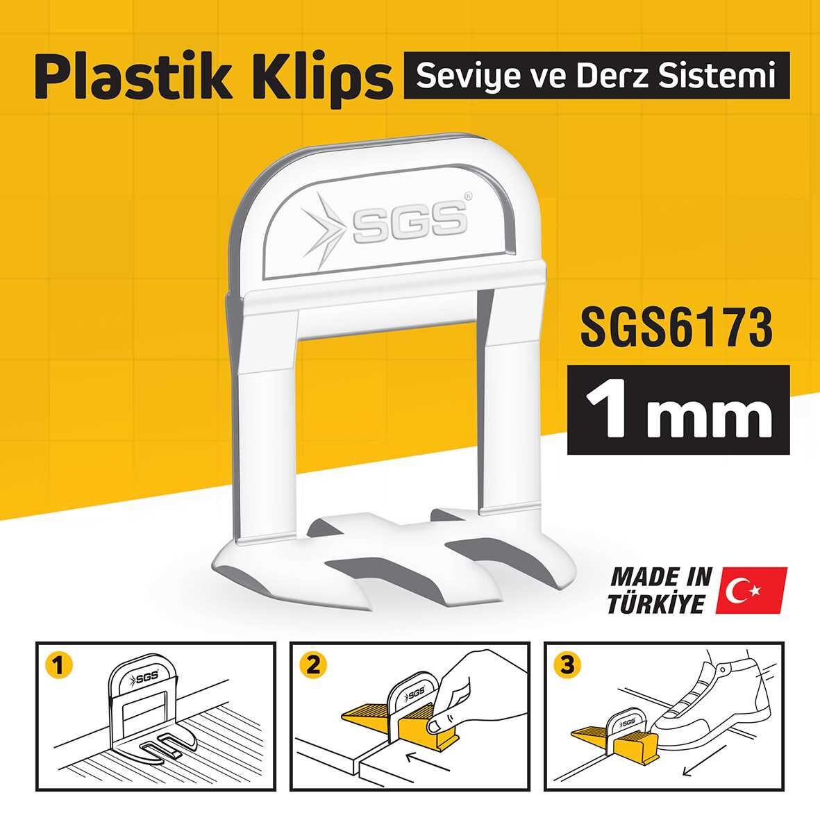 SGS 1 MM DERZ SEVİYE TESPİT KLİPSİ (PK/100 ADET) SGS 6173