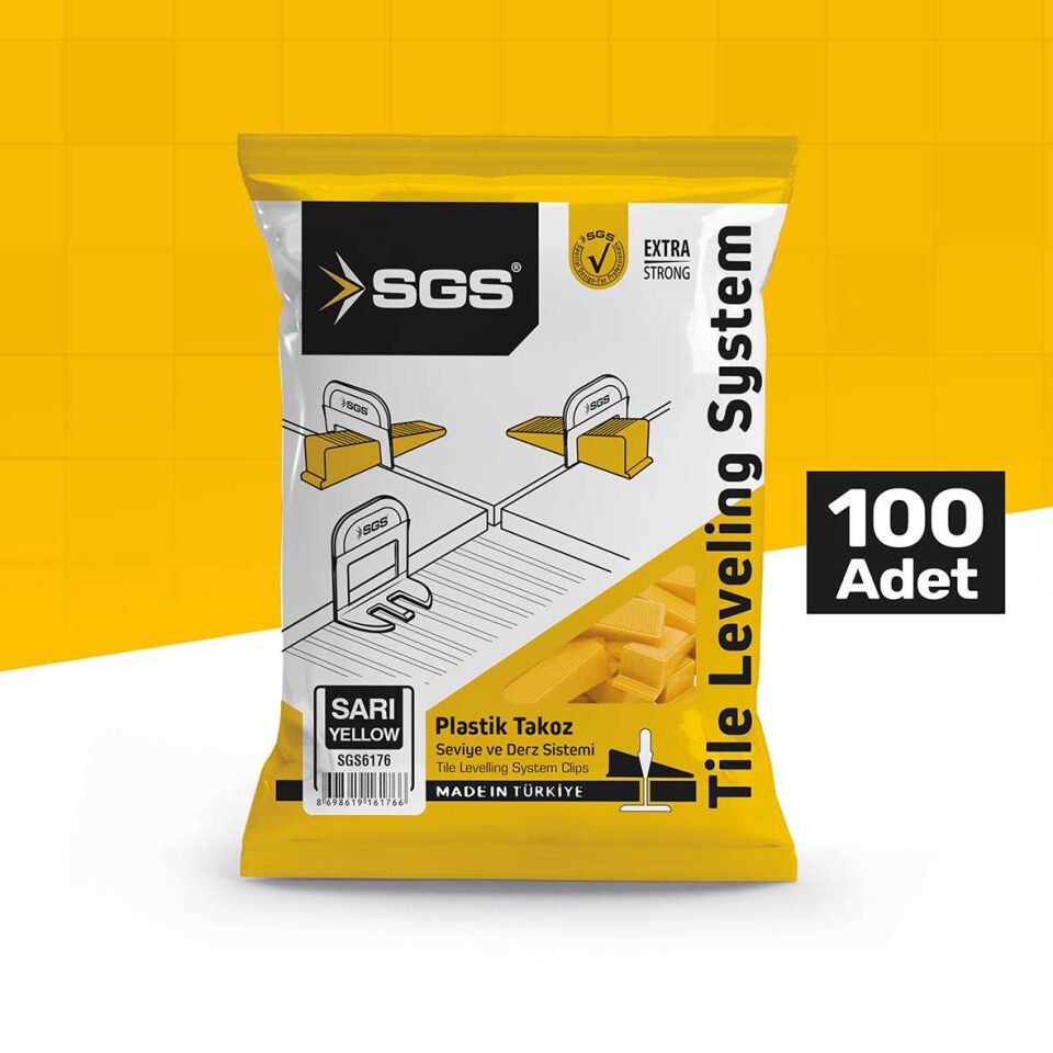 SGS DERZ SEVİYE TESPİT KLİPS TAKOZU (PK/100 ADET) SARI SGS 6176