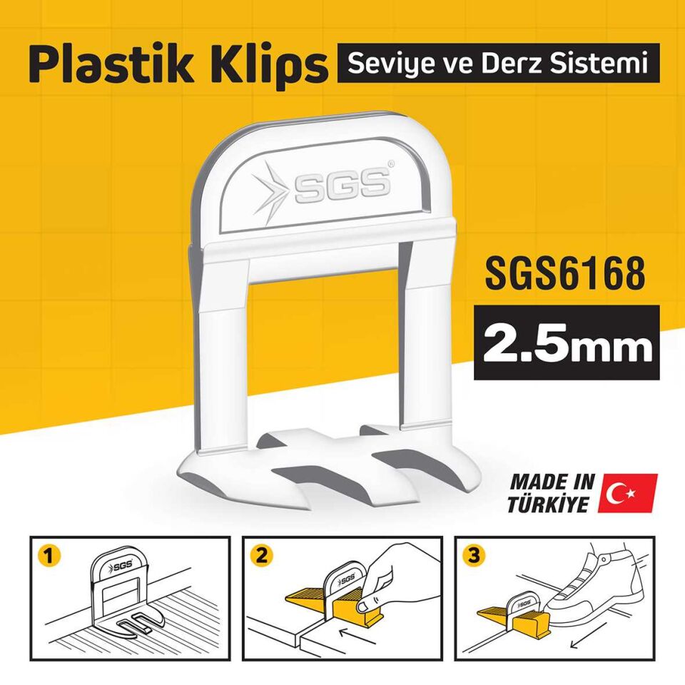 SGS 2,5 MM DERZ SEVİYE TESPİT KLİPSİ (PK/100 ADET) SGS 6168
