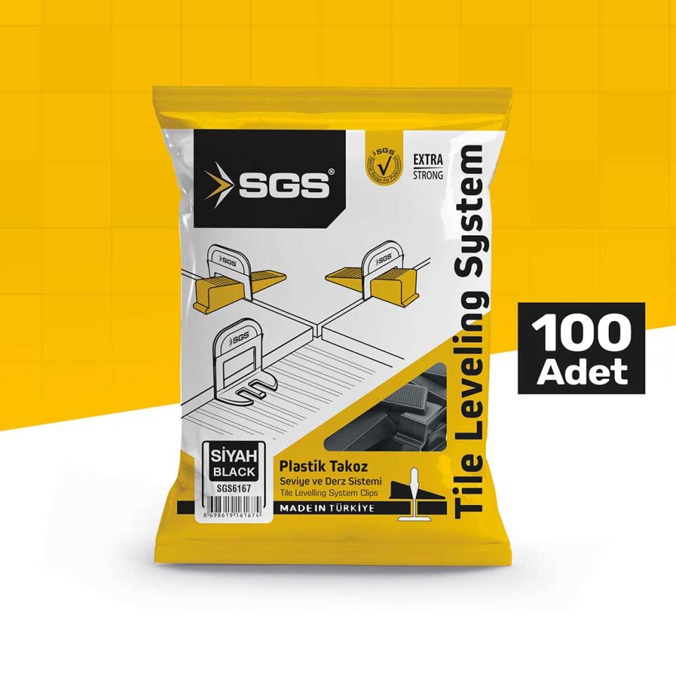 SGS DERZ SEVİYE TESPİT KLİPS TAKOZU (PK/100 ADET) SİYAH SGS 6167