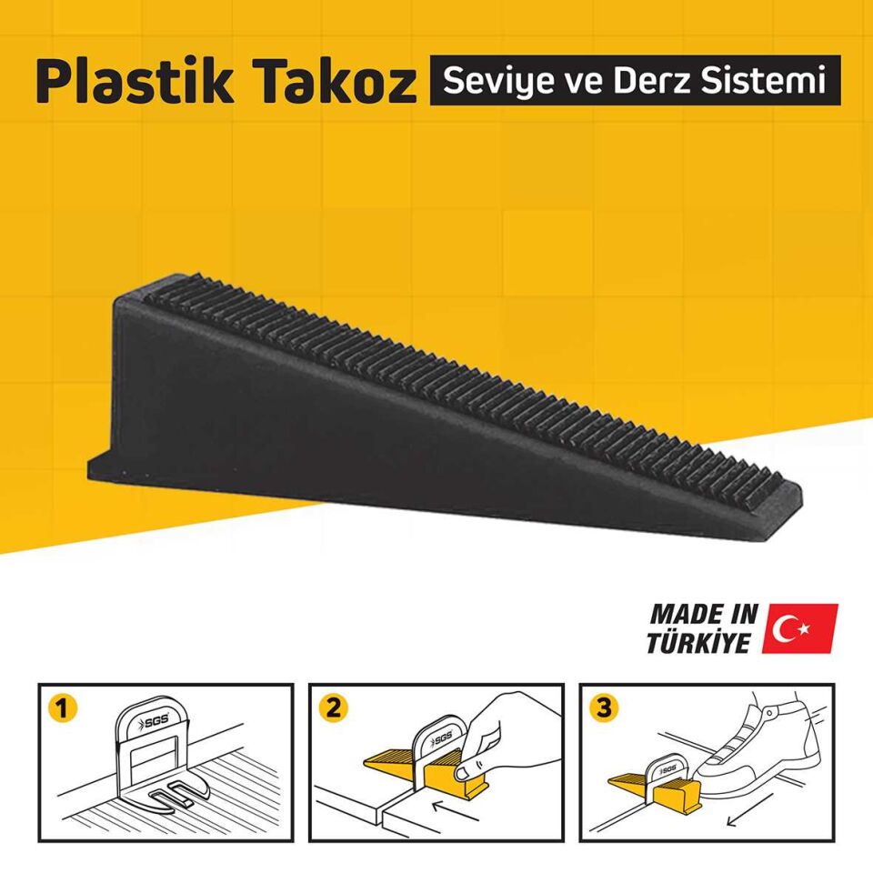 SGS DERZ SEVİYE TESPİT KLİPS TAKOZU (PK/100 ADET) SİYAH SGS 6167